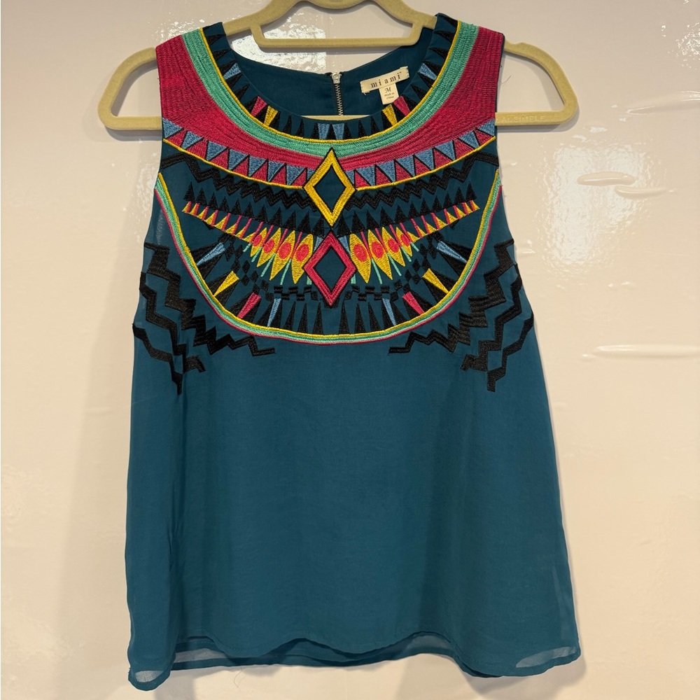 Aztec embroidered‎ tank top